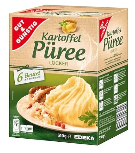 Gut und Günstig Kartoffelpüree 510g | 6 Beutel à 3 Portionen Kartoffel Püree Pulver | EDEKA Gut und Günstig Kartoffelpüree 510g | 6 Beutel à 3 Portionen Kartoffel Püree Pulver | EDEKA von Hunde