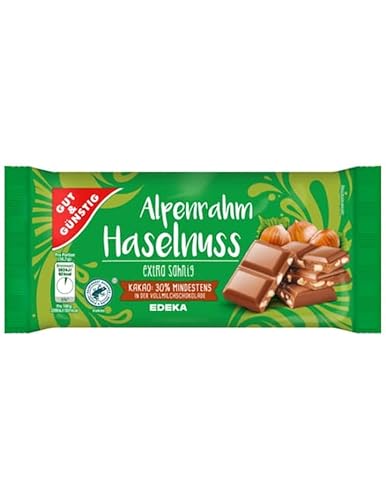 Gut & Günstig Tafel Schokolade Haselnuss 100g | Kakao aus nachhaltigem Anbau | Haselnuss Milchschokolade, Vollmilchschokolade von Hunde