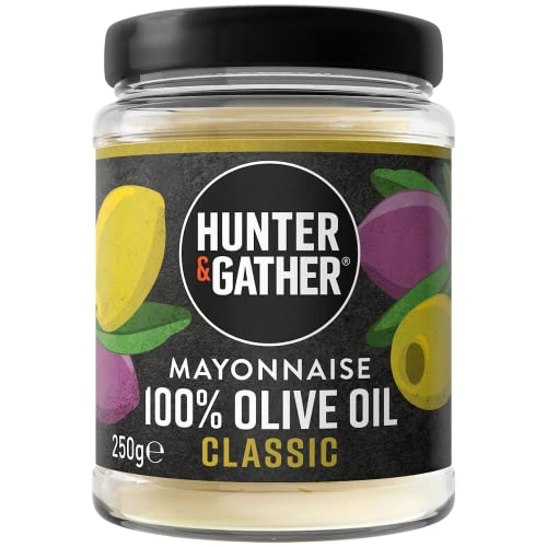 Hunter & Gather Olivenöl Mayonnaise 250 g| Hergestellt mit Olivenöl & Eigelb aus britischer Freilandhaltung | Paleo, Keto, Zucker- und Glutenfreie Olivenöl Mayo (Klassisch) von Hunter & Gather