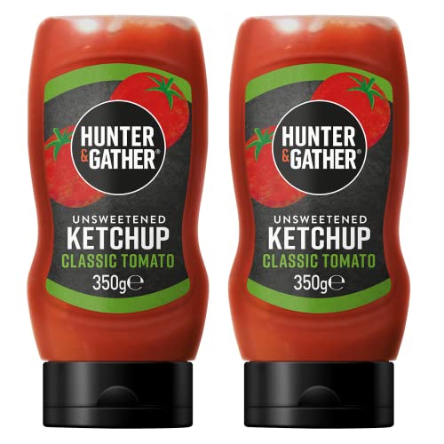 Hunter & Gather ungesüßter Ketchup 2x350g | ketogen, paläo, kohlenhydratarm & veganfreundlich | Frei von Zucker, mit Salz aus der Salt Range Pakistan von Hunter & Gather