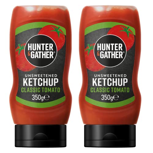 Hunter & Gather ungesüßter Ketchup 2x350g | ketogen, paläo, kohlenhydratarm & veganfreundlich | Frei von Zucker, mit Salz aus der Salt Range Pakistan von Hunter & Gather