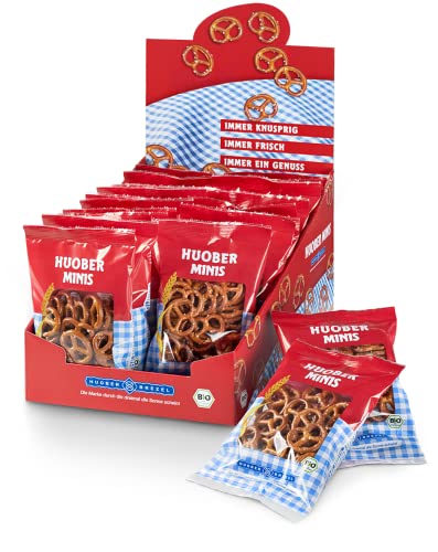 Huober Bio Mini Brezel, kleine Brezelchen im Portionsbeutel, 20 Packungen x 40 g, 800 g von Huober