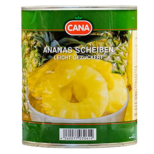 Cana Ananas in Scheiben - 1x 490g Dose - leicht gezuckert eingelegte Ananas in Saft Ananas-Dose Ananasfrucht Obstkonserve vegan glutenfrei schonend verarbeitet von Hymor