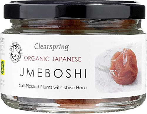 Clearspring BIO Umeboshi - 10x 200g Glas - japanische Pflaumen Ume-Früchte Salz-Aprikose biologische Trockenpflaumen mit Shiso-Blättern und Meersalz aus Japan, fermentiert und gesalzen von Hymor