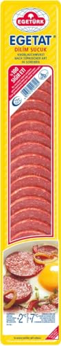 Egetürk Egetat Dilim Sucuk - 10x 200g - Knoblauchwurst nach türkischer Art in Scheiben aus 100% Rindfleisch, Halal, traditionell luftgetrocknete türkische Spezialität, zu Raclette, Pizza, Sandwichs von Hymor