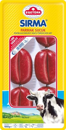Egetürk Sirma Parmak Sucuk - 4x 1kg - Knoblauchwurst nach türkischer Art aus 100% Rindfleisch, Halal, traditionell luftgetrocknete türkische Spezialität, zu Sucuk-Baguette, Menemen, Pizza, Rührei Egetürk Sirma Parmak Sucuk - 4x 1kg - Knoblauchwurst nach türkischer Art aus 100% Rindfleisch, Halal, traditionell luftgetrocknete türkische Spezialität, zu Sucuk-Baguette, Menemen, Pizza, Rührei von Hymor
