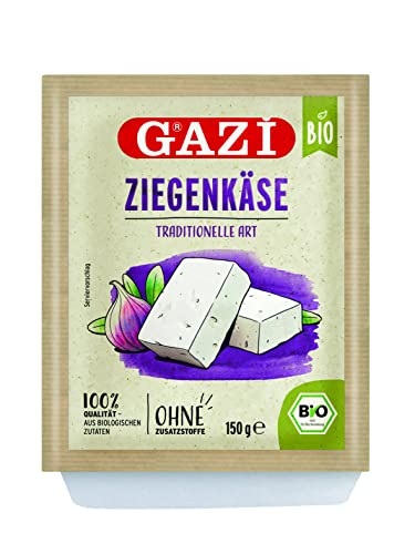 Gazi BIO Ziegenkäse traditionelle Art - 10x 150g - feiner Ziegen-Käse aus 100% Ziegenmilch, in Salzlake gereift mit 50% Fett i.Tr., sorgfältig hergestellt in Griechenland, 100% BIO-Qualität von Hymor