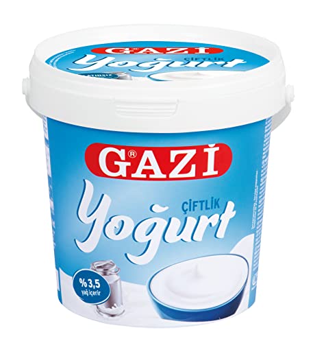 Gazi Ciftlik Joghurt - 10x 1kg - milder Naturjoghurt mit 3,5% Fett, natürlich erfrischender Geschmack, eignet sich bestens zu Käsekuchen, als Shake in Kuchen und Torten mit Obst von Hymor