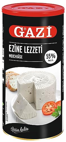 Gazi Ezine Lezzeti Weichkäse - 10x 800g Dose - vollmundiger und cremiger Käse aus Kuhmilch, türkische Spezialität, mit 55% Fett i.Tr., einzigartig zart und besonders, für Salate, als Füllung (10) von Hymor