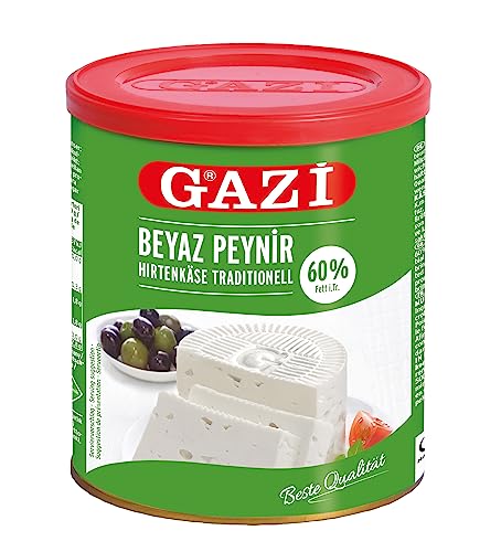 Gazi Hirtenkäse traditionell - 12x 500g Dose - Beyaz Peynir Kuh-Käse mit 60% Fett i.Tr., aus 100% Kuhmilch, tagesfrischer Hirtenkäse, intensiver vollmundig cremiger Geschmack von Hymor