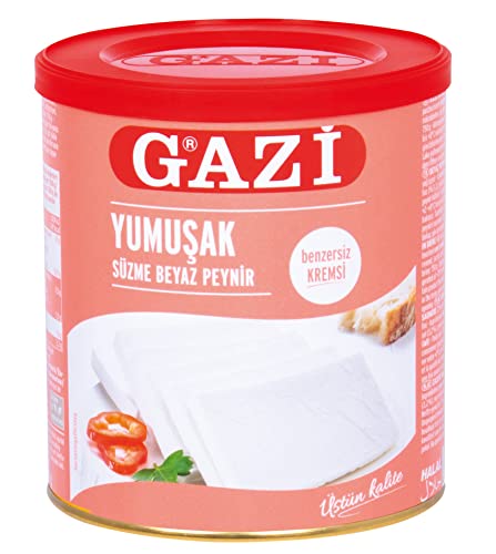 Gazi Yumusak Hirtenkäse - 12x 500g Dose - cremiger Weich-Käse aus Kuhmilch, Kuhkäse Süzme Beyaz Peynir mit 55% Fett i.Tr., besonders zart und cremig, für Salate, als Füllung in Teigrollen von Hymor