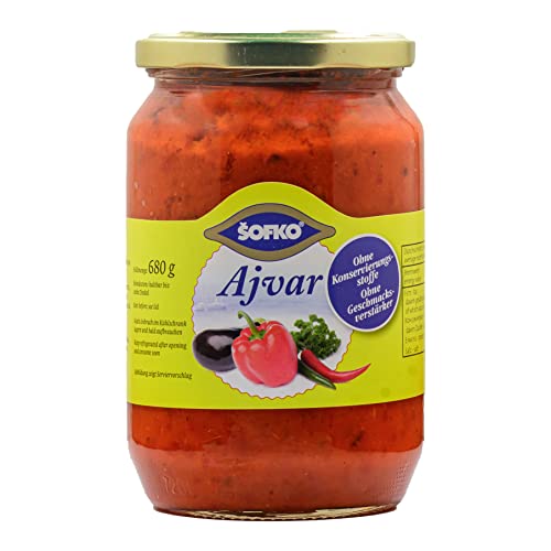 HYMOR AVJAR MILD - 1x 680g Glas - Paprika-Paste von SOFKO, vegane Sauce, Gemüse-Zubereitung, mild-würzig passend gut zu Reis, traditionellen Balkan-Gerichten wie Cevapcici oder Bifteki von Hymor