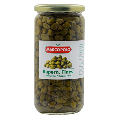 HYMOR KAPERN FINES - 1x 450g Glas - eingelegte Kapern in Salz & Essig, als Gewürz für Pizza und Pasta, für Vitello Tonnato, in Saucen wie Königsberger Klopse, auf Rinder-Tartar, als Pesto oder Dip von Hymor