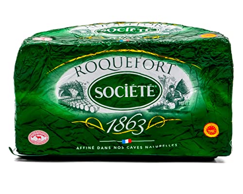 Hymor Roquefort Societe Schafs-Käse AOP - 1x 100g - französischer Blau-Schimmel-Käse, cremig und aromatisch, Edel-Pilz-Käse, solo zu Wein, als Topping von Pizza oder zum Überbacken von Hymor