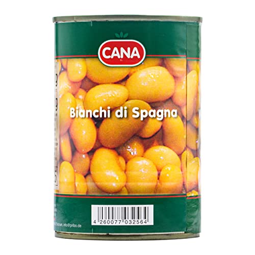 Hymor Bianchi di Spagna - 12x 400g Dose - natur, weiße Riesenbohnen, Butterbohnen, Italien, nährstoffreiche vegane Beilage mit viel Eisen, Ballaststoffen, Magnesium und Proteinen von Hymor