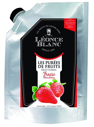 Leonce Blanc Erdbeere-Frucht-Püree - 1x 1kg - intensiv süße Erdbeeren, Beeren-Püree, frei von Farb- und Konservierungsstoffen, für Cocktails, Müsli, Porridges, Smoothies, als Sorbet oder Eis von Hymor