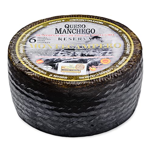 Hymor QUESO MANCHEGO Reserva - 1x 3kg - spanischer Schafs-Käse, 6 Monate gereift, D.O. PDO Hartkäse aus La Mancha von Montecampero passt zu Tapas Rioja-Tempranillo-Verdejo-Rotwein & Käseplatte von Hymor