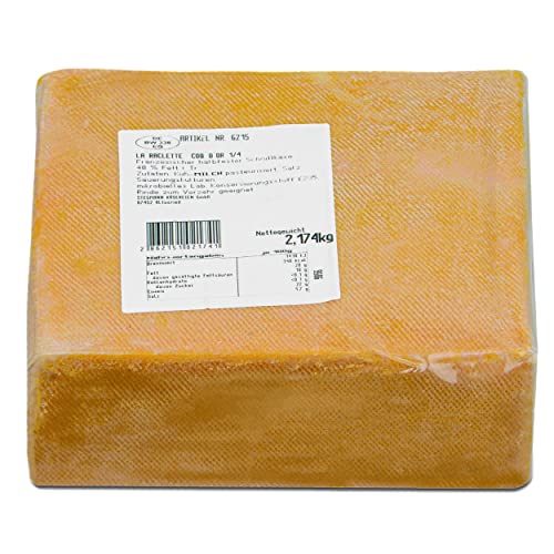 Hymor Raclette-Käse 1/4 - 2x ca. 2kg - französischer halbfester Schnitt-Käse im Laib | mindestens 8 Wochen gereift | klassisch zum Raclette | als Belag für Gemüse, Kartoffeln, Fleisch, Fisch... von Hymor