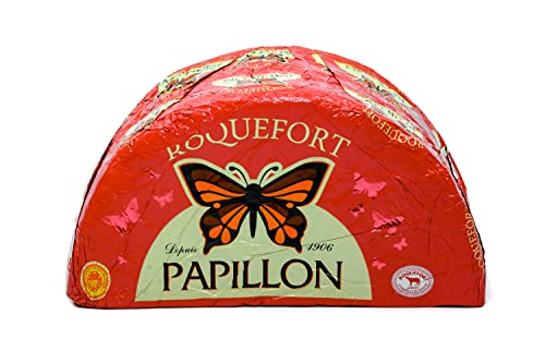 Hymor Roquefort Edel-Käse Papillon AOP - 1x 1,25KG - französischer Blauschimmelkäse 150 Tage gereifter Schafs-Käse, exquisiter Käse würzig-kräftig im Geschmack mit cremiger Textur von Hymor