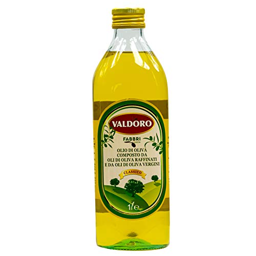 Hymor VALDORO ITALIENISCHES BRAT-OLIVENÖL - 1x 1Liter Flasche - raffiniertes und natives Öl aus der Toskana von Fabbri Lucca, besonders geeignet für hohe Temperaturen zum Erhitzen und Braten von Hymor
