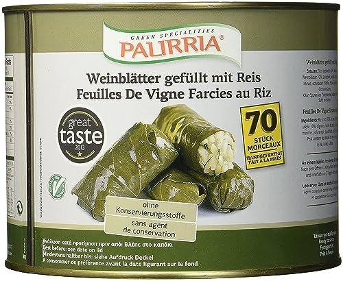 Hymor Weinblätter Dolmas - 1x 2,1kg - gefüllt mit Reis und Kräutern, von Palirria, traditionell griechische Dolmades, vegane Fertigmahlzeit in der Vorratsdose (1) von Hymor