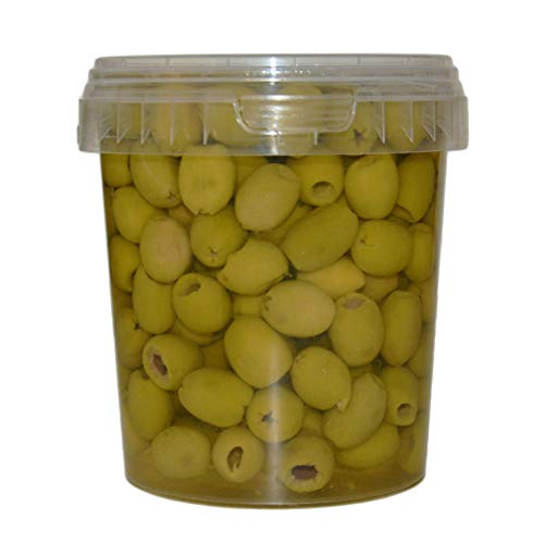 Hymor grüne Oliven entsteint - 1x 550g Behälter - Oliven aus Marokko ohne Stein Marokkanische Olive eingelegt in Lake vegan, glutenfrei, zu Tapas, Salaten, beim Kochen von Hymor