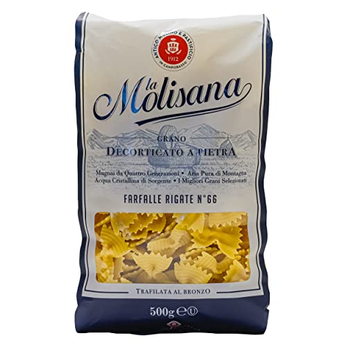 La Molisana Farfalle Rigate N°66 - 4x 500g - original italienische Farfalle Pasta Nudeln aus Hartweizengrieß extra geriffelte Oberfläche für Nudelgerichte mit Soßen von Hymor