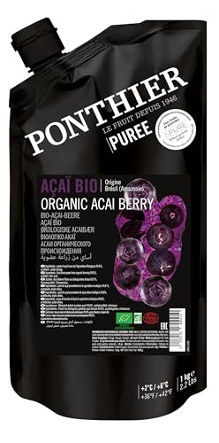 Ponthier BIO Acai-Frucht-Püree - 12x 1kg - Püree aus Acai-Beeren aus dem Amazonas, frei von Farb- und Konservierungsstoffen, für Acai Bowls, Acai Smoothies, Eis, Dessert, Porridge (12er) von Hymor