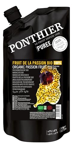 Ponthier BIO Passions-Frucht-Püree - 12x 1kg - Püree aus tropischen BIO Maracuja, süß-säuerliche Passionsfrüchte für Shakes, Desserts, Smoothies, Cocktails, Bowls und Müslis von Hymor