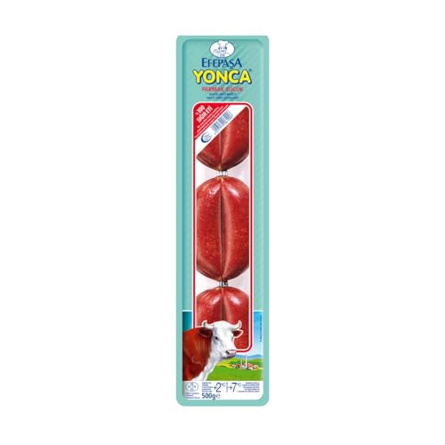 Efepasa Yonca Parmak Sucuk - 12x 500g - Knoblauchwurst nach türkischer Art aus 100% Rindfleisch, Halal, traditionell luftgetrocknete türkische Spezialität, zu Raclette, Pizza, Sandwichs von Hymor