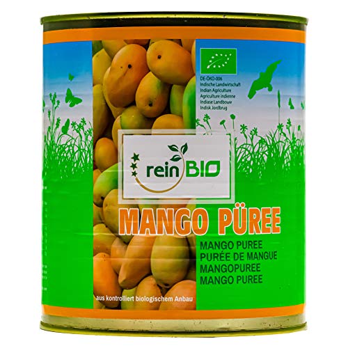 reinBIO BIO Mango-Püree - 12x 3kg Dose - pürierte Mango indisches Obst-Püree Mango fruchtige Mango Mangofrucht Mangomark Obstkonserve vegan glutenfrei schonend verarbeitet ungezuckert ohne Zusätze von Hymor