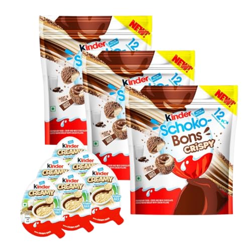Kinder Schokobons Crispy & Creamy Mix-Pack - Großpackung mit 3x Crispy und 6x Creamy für Genussmomente von Hype Trade