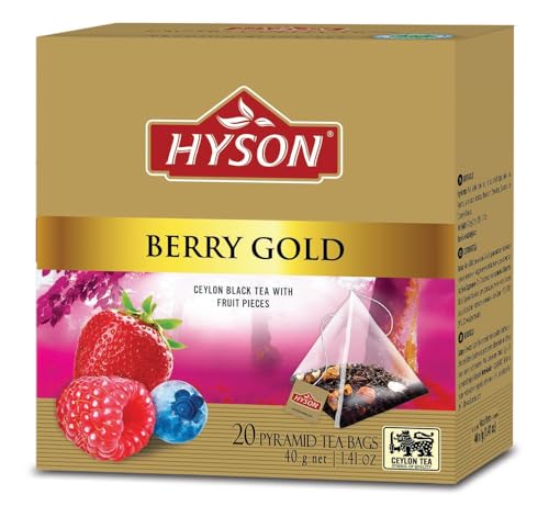 Hyson - aromatisierter Ceylon Tee - 20 Pyramidenbeutel, 40g (Berry Gold) von Hyson