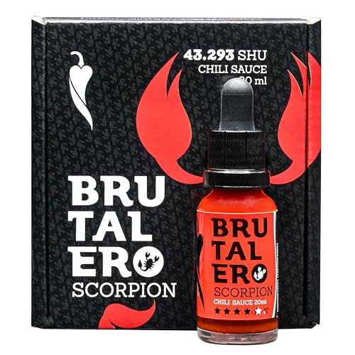 LOVE SPICY Brutalero Scorpion 20 ml - Scharfe Chilisoße mit Trinidad Scorpion Moruga Chili (43.293 SHU) - Geschenkidee für Fans von scharfen Soßen, Schärfe 6/5 von I LOVE SPICY
