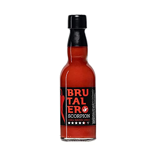 I LOVE SPICY Brutalero Scorpion 100 ml Fermentierte Scharfe Chilisoße 42.293 SHU (Trinidad Scorpion Moruga Chili Pfeffer 80%) Louisiana Stil, Schärfe 6/5 von I LOVE SPICY