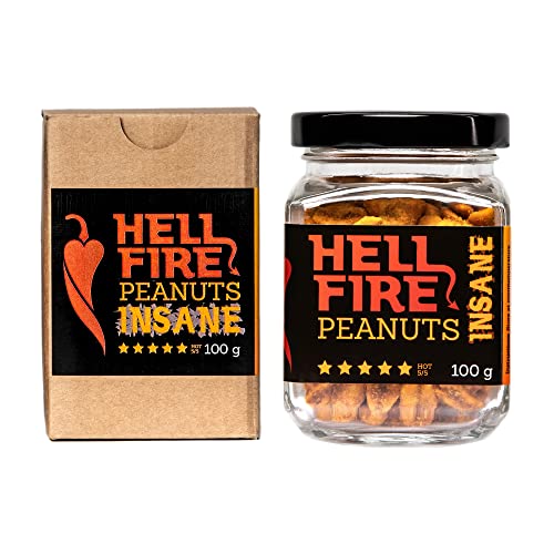 I LOVE SPICY Hellfire Peanuts Insane 100 g Extrem Scharfe, Geröstete Erdnüsse Gewürzt mit Carolina Reaper Chili Pfeffer Schärfe 5/5 von I LOVE SPICY