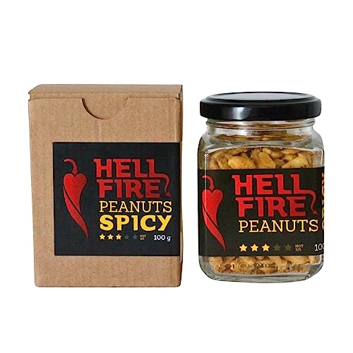 I LOVE SPICY Hellfire Peanuts Spicy 100 g Scharfe Geröstete Erdnüsse mit Habanero Chili Pfeffer und Gewürzen Schärfe 3/5 von I LOVE SPICY