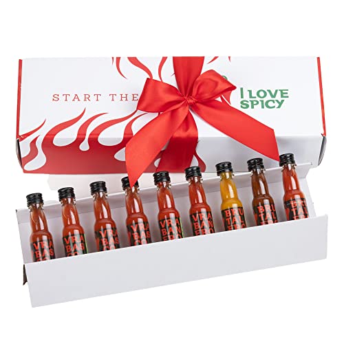 I LOVE SPICY Start The Fire Scharfe Saucen Geschenkset - 9 Verschiedene Chili Saucen, Geschenk für Männer und Frauen, Hot Sauce Set von Mild bis Scharf, Schärfe 1-6/5 I LOVE SPICY Start The Fire Scharfe Saucen Geschenkset - 9 Verschiedene Chili Saucen, Geschenk für Männer und Frauen, Hot Sauce Set von Mild bis Scharf, Schärfe 1-6/5 von I LOVE SPICY