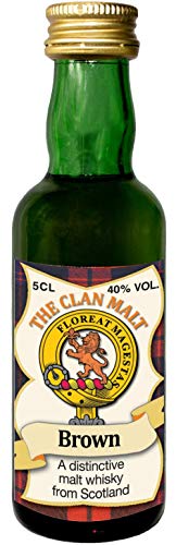 Brown Clan Crest Malt Whisky Miniaturflasche, Hergestellt in Schottland von I LUV LTD