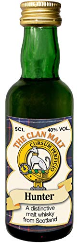 Hunter Clan Crest Malt Whisky Miniaturflasche, Hergestellt in Schottland von I LUV LTD