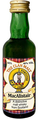 MacAlistair Clan Crest Malt Whisky Miniaturflasche, Hergestellt in Schottland von I LUV LTD