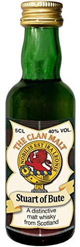 Stuart of Bute Clan Crest Malt Whisky Miniaturflasche, Hergestellt in Schottland von I LUV LTD