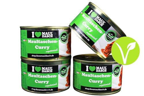 Vegetarische Spinat-Ricotta-Maultaschen mit fruchtiger Currysoße | 1x Dose [350g] | Fertiggericht | Traditionell original schwäbisch | Lange haltbar - I Love Mauldasch von I Love Mauldasch
