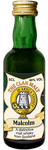 Malcolm Clan Crest Malt Whisky Miniaturflasche, Hergestellt in Schottland von I LUV LTD