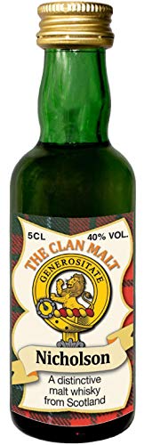 Nicholson Clan Crest Malt Whisky Miniaturflasche, Hergestellt in Schottland von I LUV LTD