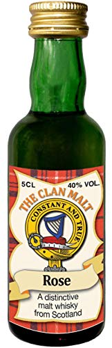 Rose Clan Crest Malt Whisky Miniaturflasche, Hergestellt in Schottland von I LUV LTD