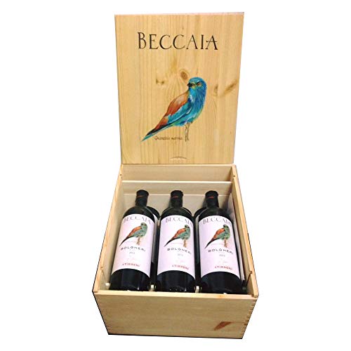 Italienischer Rotwein Beccaia vino Bolgheri Rosso DOC I Tirreni (6 flschen 75 cl. Holzkiste) von I Tirreni