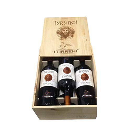 Italienischer Rotwein Tyrsinoi vino rosso IGT di Toscana I Tirreni (6 flaschen 75 cl. Holzkiste) von I Tirreni