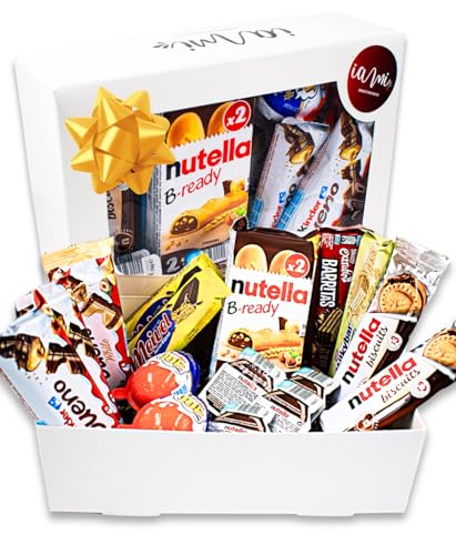 Geschenkbox mit Pralinen I Nutella-Box | Originelles Geschenk für Geburtstage, Paare – Nutella, Kinder Bueno, Nutella-Kekse, Nutella BReady, Kinder Joy, Crunch – Geburtstagsgeschenk-Box-Set [IAMI] von IAMI