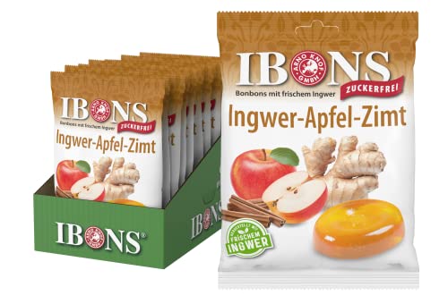IBONS Lutschbonbons 10 x 75g zuckerfrei (Ingwer-Apfel-Zimt) von IBONS